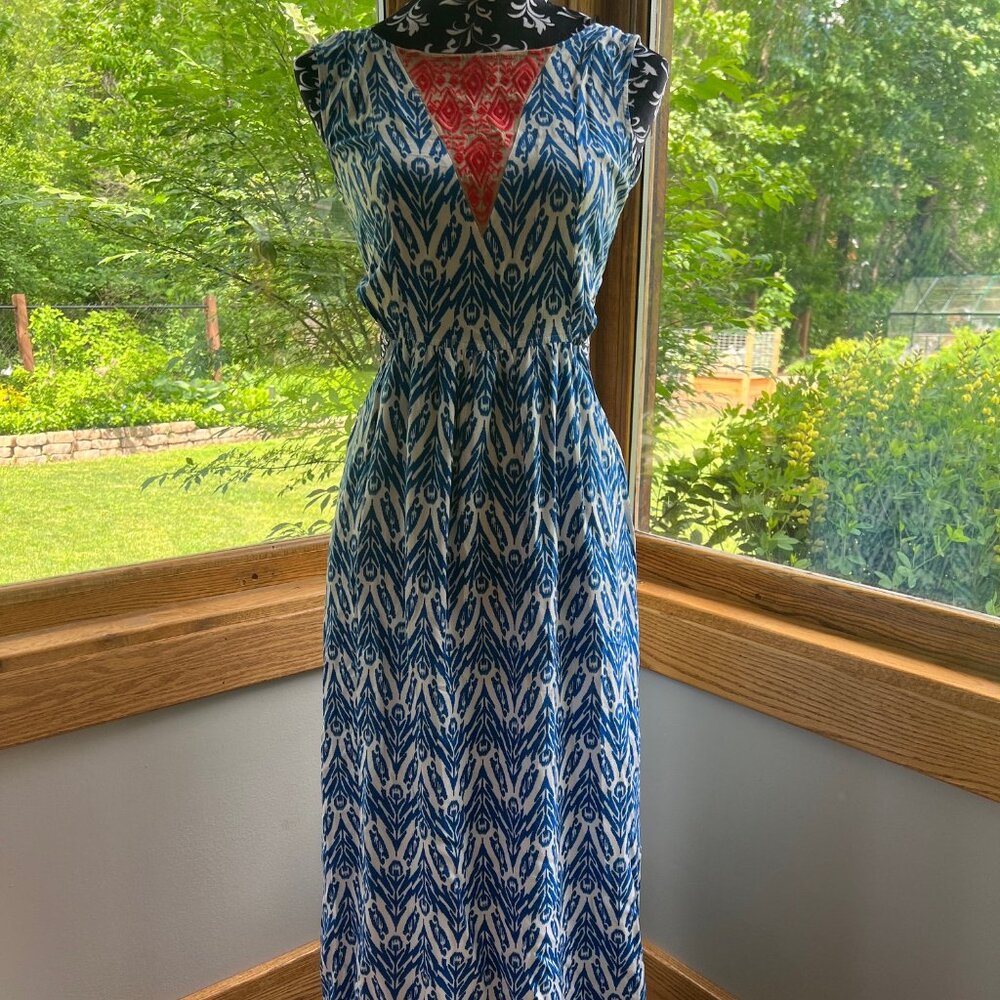 THML Cutout Geo Print Embroidered Maxi Dress Size S